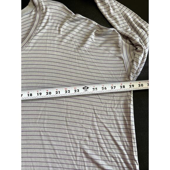 Cabi Shirt Womens Large Gray Plum Tee 4376 Pewter Stripe V Neck Long Sleeve NEW - Picture 8 of 9